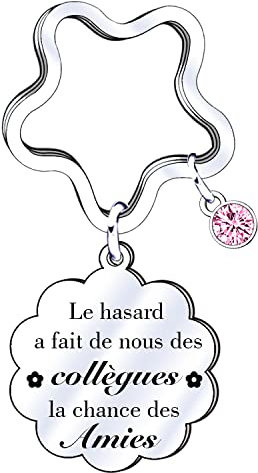 GULRK Cadeau Départ Collègue Porte Clés pour Une Amie Depart Collegue de Travail Femme Clef Idee Meilleur Anniversaire 30 40 Ans Homme Original Utile Argenté L