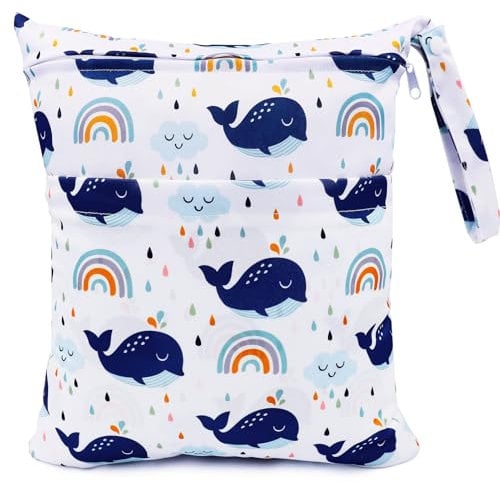 FenFang Stoffwindeln Nasstaschen Kindergarten, Windeltasche Wetbags Wickeltasche Nassbeutel Organiser Taschen Große Wiederverwendbar Wasserdicht mit Reißverschluss für Baby