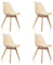 hjh OFFICE 4er Set Esszimmerstühle Scandi Massivholz Beine Buche, Stuhl Küchenstuhl gepolstert im Retro-Design, Kunststoff Beige 661012