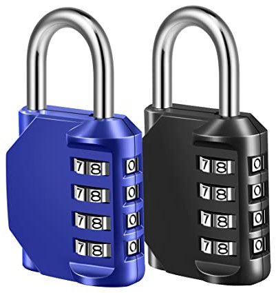 Candado de Combinación Cerradura, Candado de Combinación de 4 Dígitos para Escuela, Gimnasio, Taquilla Deportiva, Valla, Caja de Herramientas, Funda, Almacenamiento de Gabinete, Azul y Negro