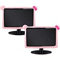 Hoteam 2 Stück 68,6 cm - 86,4 cm Kawaii Computer-Monitorabdeckung mit Katzenohren, rosa, pelzig, elastisch, Staubschutz, niedliches Schreibtischzubehör, staubdicht, Kawaii-Dekor für PC, TV, Laptop
