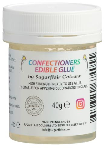 Sugarflair Confectioners Glue Essbare Klebstoff - Lebensmittelkleber für Torten-Deko, Marzipan, Fondant, Kuchen, Cupcakes und Kekse - 40ml