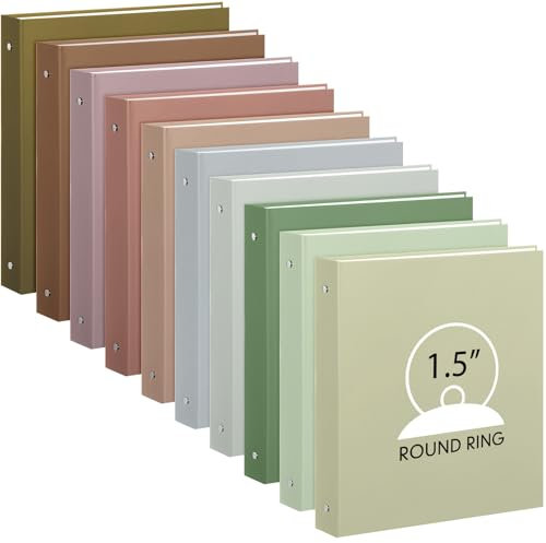 Ctosree 10 Stück 3,8 cm robuste 3-Ringordner mit 2 Taschen, mehrfarbig, Hardcover-Ordner, lose Blätter, Ordner für Briefgröße, Papier, Schule, Büro, Zuhause, 10 Farben (einfache Farbe)
