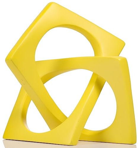 XMGZQ Gelbe Knotenstatue für Couchtisch, Tafelaufsatz, Moderne abstrakte Kunst, geometrische Skulptur und Figuren, Heimdekor-Akzent, würfelförmige Krimskrams für Regale, Bücherregal, Eingang