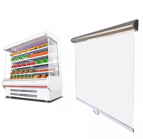 tow000ack Thermo Rollo Transparentes Rollo Staubdicht Kunststoff Vorhang,für Gefrierschrank Feinkostschrank Kuchenladen Supermarkt,Energiesparend,Freie Dehnung,mit Zubehör,Anpassbar (W*H:145x100cm)
