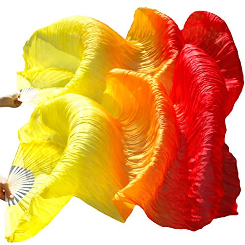 RWRAPS Silky Belly Dance Veil Belly Fan Chinese Silky Fans Handmade Dyed Silky Dance Fan (24 tw)