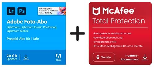 Adobe Creative Cloud 20GB Photo + McAfee Total Protection 2025 | 6 Geräte | 12 Monate | 2025 | Aktivierungscode per Email