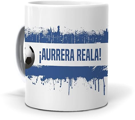 mundohuevo Taza Personalizada con Texto. Regalo Original. La Real. Regalo Equipo de Futbol. Haz