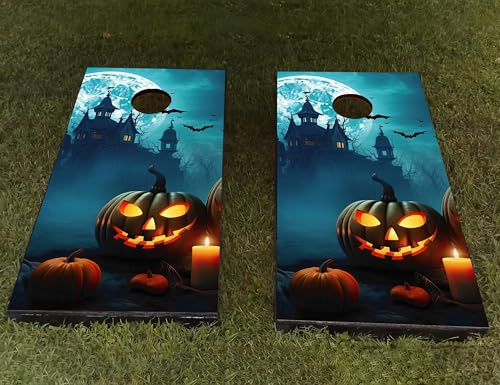 AdesiivoStudio Halloween Cornhole Wrap - Outdoor-Spiele für Erwachsene und Familie, Heimdekoration, Halloween-Partydekorationen, Partyspiele im Freien, Cornhole Zubehör für Cornhole Fans (CA483)