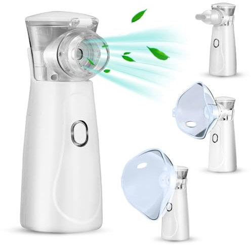 Towwoo Inhalateur Nébuliseur Portable, Inhalateurs Rechargeables avec Embout Buccal et 2 Masques, Aérosol Silencieux pour Enfants et Adultes, Machine Aérosol pour la Maison et les Voyages