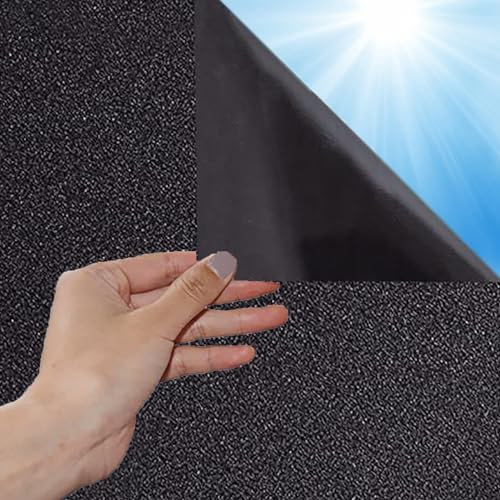HOMTOL Fensterfolie Blickdicht Statisch Sichtschutzfolie 30x200cm Schwarz Selbsthaftend Fenster Milchglasfolie Folie Anti-UV Statische Privatsphäre Schutzfolie Matt Für Bad Büro Schlafzimmer