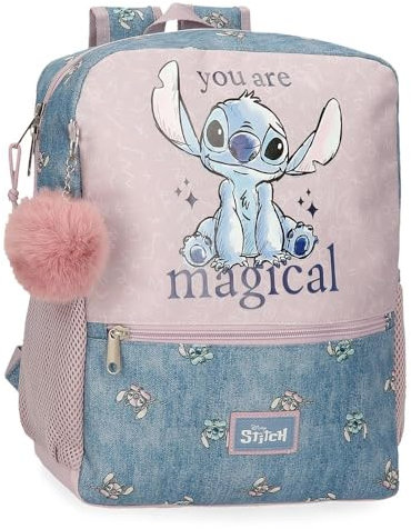 Disney Joumma Bags Stitch Vous êtes des sacs à dos magiques, des sacs à dos scolaires, des sacs à dos pour enfants, Comprend un pompon décoratif, plusieurs compartiments