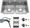 MEJE 80 x 45 x 22 cm Fregadero de cocina doble de acero inoxidable con orificios de grifería Fregadero empotrable Color: acero inoxidable