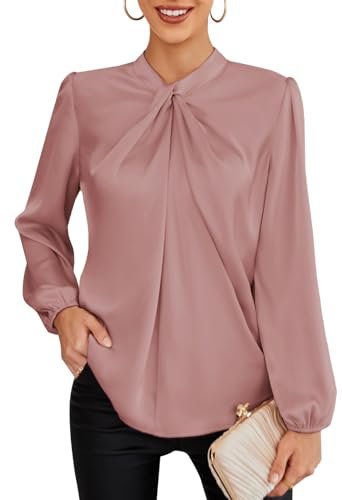 camicette maglione a maniche lunghe papillon da Donna business casual camicie Rosa CL2199-12 2XL