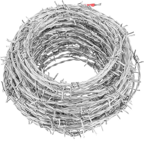 4 Punkt Stacheldraht, 1.8mm solider Stacheldraht auf Rolle, Stacheldraht für Zaun, Baseballschläger, Vogelhäuschen, Garten & Handwerk (Farbe : Silver, Größe : 200m)