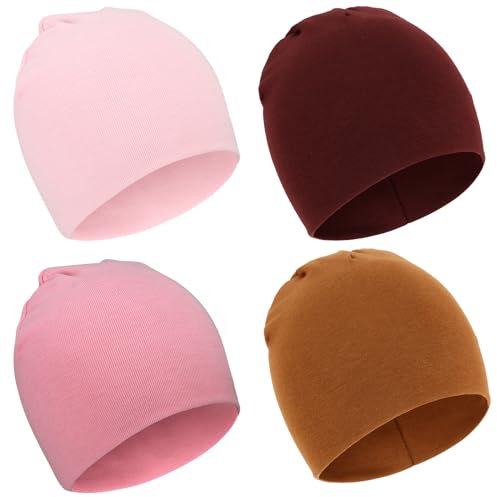 DRESHOW 4 Stücke Unisex Mütze Hut Junge Mütze Frühling Mützchen Kleinkind Wendemütze Jersey Slouch Beanie Bekleidung Unisex Infant Hut Kindergarten Mütze