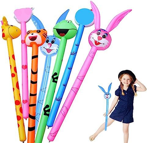 10pcs aufblasbare Tierballons PVC Kinder aufblasbare Tiere Stick lange aufblasbarer Stock lustiger aufblasbar
