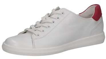 CAPRICE Damen Sneaker flach aus Leder Low Top, Weiß (White/Pink), 36.5 EU