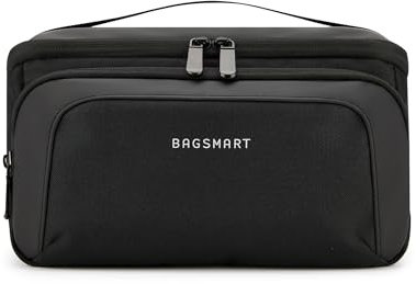 BAGSMART Kulturbeutel für Herren, Reisetasche mit weiter Öffnung für Toilettenartikel, Dopp Kit, Wasserabweisende Rasierhygienetasche für Badezimmerdusche Schwarz