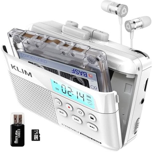 Kassettenspieler - Kassettenrekorder - Cassette Player - Kassetten Digitalisieren - Tragbarer Kassettenrekorder - Mikrofon & Lautsprecher - Wiederaufladbarer Akku - In-Ear-Kopfhörer - 16GB SD-Karte