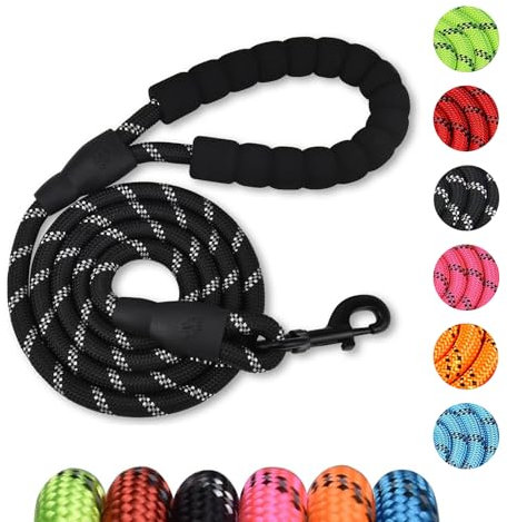 Ledeak Longe pour Chien, 2m Réfléchissant Laisse Chien Corde, Longue Laisse de Dressage pour Chien avec Poignée Rembourrée Confortable, Longe Chien pour Petits, Moyens et Grands Chiens (Noir)