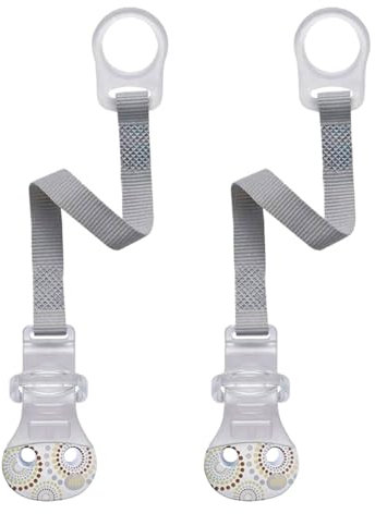 nip Schnullerband mit Clip 2-er Set unisex, Komfort-Verschluss für alle Schnuller ohne Ring, made-in-Germany, Metal free, BPA free, 2 Stück, unisex