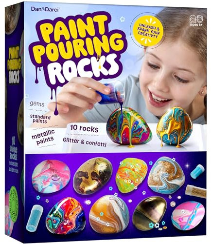 Dan&Darci Malsteine für Kinder – Felsmalerei-Set – Kunst und Handwerk für Kinder im Alter von 8–12 Jahren – Basteln für Mädchen von 6 7 8 Jahren – Geburtstags-Weihnachtsgeschenke für Jungen –