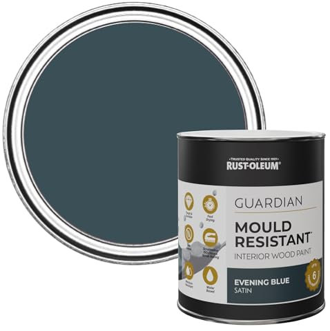 Rust-Oleum Blue Guardian Mould Resistant Interior Wood Paint in Satin Finish - Evening Blue 750ml