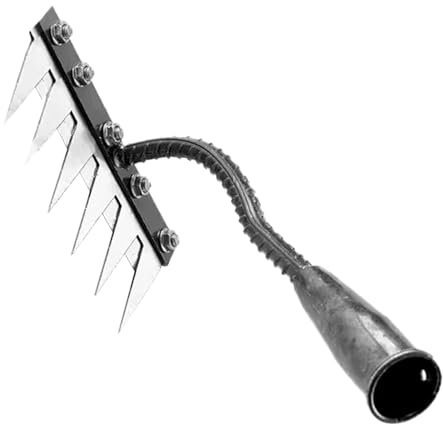 Râteau De Jardin en Métal Très Résistant,Outil Désherbage pour Jardin,Désherbage Robuste,Scarificateur Gazon Manuel,Râteau De Jardin en Acier Au Carbone,râteau en Fer pour Jardinage Et Désherbage