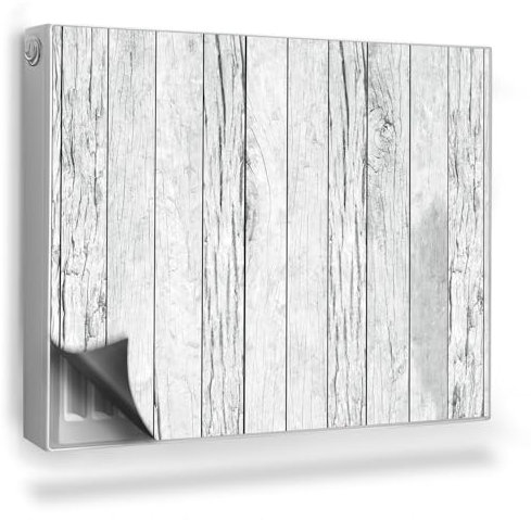 Couverture Magnétique 80x60 cm Cache Radiateur Anti-poussière Tapis Design pour Radiateurs Facile à Installer Protège et Décore - Planches Fines en Bois peintes en Blanc