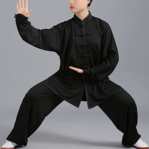 003,XL,Mujer Tai Chi Ropa Seda De Leche Artes Marciales Wing Chun Kung Fu Uniforme Unisexo Manga Larga Traje De Entrenamiento De Competición Zen Meditación Uniforme