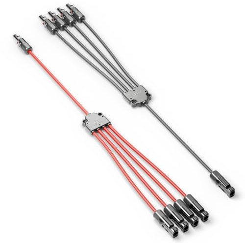 deleyCON Solar Y Kabel 4/1 Adapter 6mm² - Y Stecker Adapter PV4 / T-Adapter IP68 1500V - (M/FFFF, F/MMMM) - Für Solaranlage, Solarpanel, PV Anlage, Photovoltaik, PV Stecker (60cm)