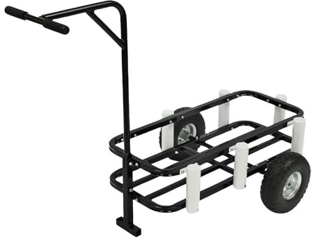 Angelwagen Stahl Transportwagen mit 2 Gummirädern Transportkarre Angeln 131 * 69 * 95cm Angelkarre 90kg Gewichtskapazität Angel Trolley Sackkarre Strandwagen Strandtrolley