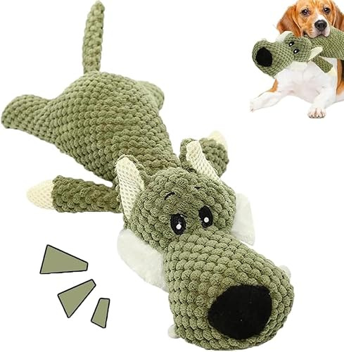SKIPTHYBER Wolf Hundespielzeug, Unzerstörbares Hunde Spielzeug, Plüschtier für Hunde, Quietschspielzeug Hundespielzeug Kuscheltier, Anti-Stress-Spielzeug zur Beruhigung und Unterhaltung