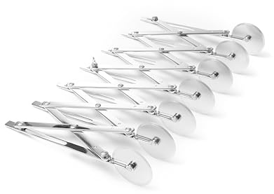 HENDI Teigschneider, 7 Räder, Schnittbreite einstellbar von 13 bis 125mm, Pizzaschneider, verstellbares Teigrad, Teigrädchen, 222x80x(H)55mm, Edelstahl