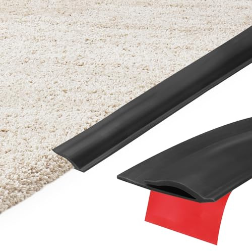 sourcing map 3M Carpet to Tile Transition Strip, Self-Adhesive Carpet Edge Strip, TPE Gap Cover, Laminate Edge Trim for Uneven Surfaces, Black