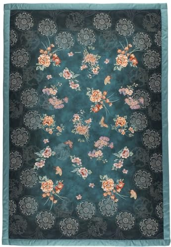 Bassetti ESPERIDI Plaid aus 100% Baumwolle in der Farbe Petrol B1, Maße: 135X190 cm - 9333427