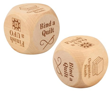 Sinbana 2 STK Quilter Würfel, Holz Strickwürfel mit 6 Strickaufgaben Kreativ Quilter Entscheidungswerkzeuge zum Nähen und Basteln