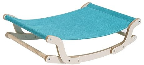 MYXJX cat hammock, Wooden pet cat swing bed, indoor and dog hammock chair furniture, comfortable and breathable linen pad