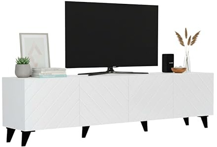 Miroytengo Mueble de TV de 4 Puertas 200 cm Mueble de Comedor Josi Salón Melamina Blanco Brillo