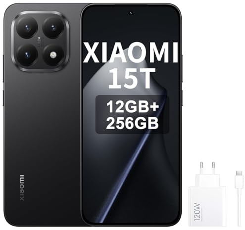XIAOMI 15T, Smartphone 12+256GB, Display da 6,83 120Hz, MediaTek Dimensity 8400-Ultra, Obiettivo ottico Leica Summilux 50MP, 5500mAh, Garanzia 2 anni, Nero,incluso caricatore da 120W