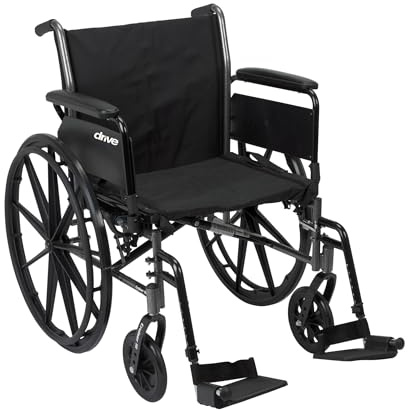 Drive Medical Cruiser III Lightweight Wheelchair - Enhanced Mobility Support - Adjustable Seat & Arm Options - Durable Carbon Steel Construction - Smooth-Rolling Mag Wheels - 20 Inch Seat