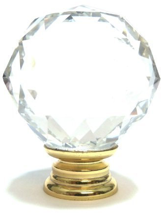 Pushka Home Large Clear Faceted Rounded Crystal Cupboard Door Knob. 50mm x 1 K9 grade crystal handle. Sold individually. With gold coloured base. Add sparkle & decadence to your furniture. Suits doors up to 21mm.
