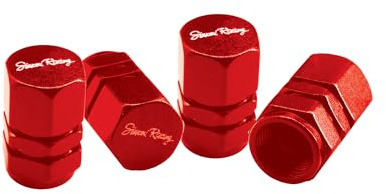 Simoni Racing Set of 4 Hexagonal Valve Caps 2 / R Red