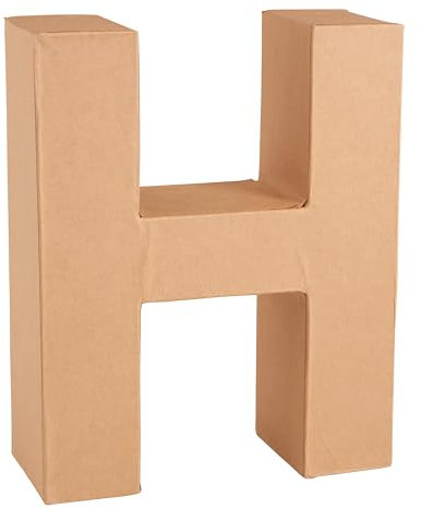 Glorex 6 2029 108 - Papp - Buchstabe H, Buchstabe aus brauner Pappe, ca. 17,5 X 5,5 cm groß, zum bemalen und bekleben, für Serviettentechnik und Décopatch, ideal als Dekoration
