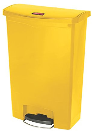 Rubbermaid Commercial Products 1883579 Slim Jim Step On Kunststoff-Tretabfalleimer mit Pedal an der Breitseite, 90 L, Gelb