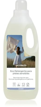 Ecotech - Detergente Ecológico para Lavadora, para Todo Tipo de ropa, Apto para Pieles sensibles, Sin Perfume, 30 Lavados - 2 L