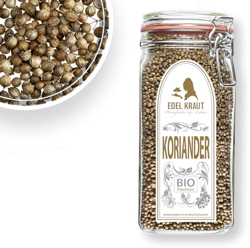 Koriandersamen BIO 450g im Premium Drahtbügelglas | EDEL KRAUT - BIO Koriander ganz - Premium KORIANDER SAMEN - coriander organic - 100% naturrein - aus kontrolliert biologischem Anbau