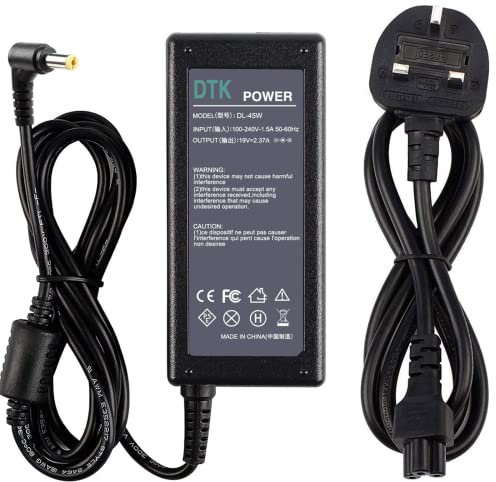 DTK 19V 2.37A 45W Laptop Charger for Acer Notebook Computer PC Power Cord Supply Lead AC Adapter Aspire ES V E TravelMate Connector: 5.5 x 1.7mm