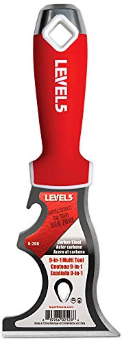 9-in-1 Malerwerkzeug – LEVEL5 | Mehrzweckmesser, gehärteter Karbonstahl | Metall-Hammerende | professionelle Finishing-Werkzeuge | 5-200